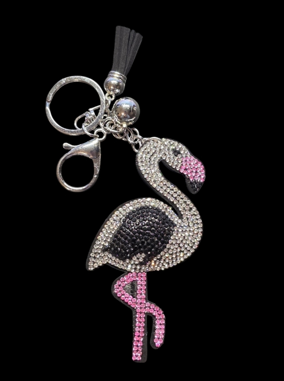 Rhinestone Flamingo Bag Charm Keychain